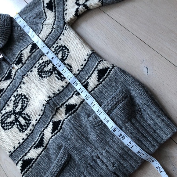 Aritzia TNA Sea To Sky Lambswool Chunky Knit Zip Sweater Medium Nordic Fair Isle - Picture 4 of 14